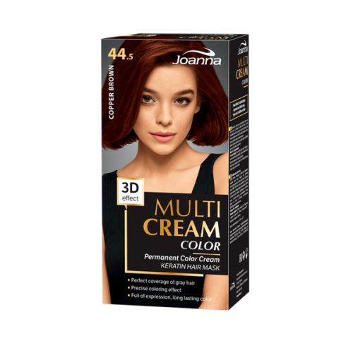 Joanna Multi Cream Color Farba do Włosów z Efektem 3D z Długotrwałym Efektem Nr 44,5 Miedziany Brąz 1 Sztuka