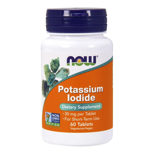 NOW Foods Jodek Potasu 30mg Na Wsparcie Tarczycy 60 Tabletek