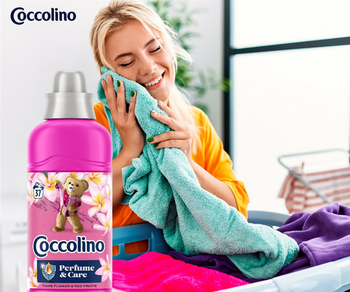 Coccolino Perfume & Care Tiare Flower & Red Fruits Fabric Softener with the Scent of Passiflora Flowers with a Citrus Accent of Bergamot 925ml 