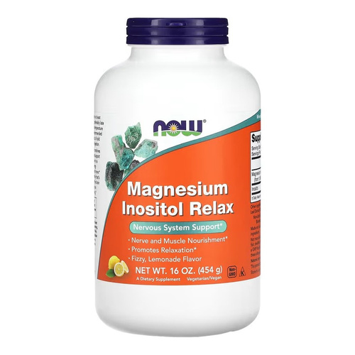 NOW® Magnesium Inozytol Relax Powder Wsparcie Relaksu i Prawidłowego Nastroju 454g