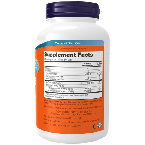 Now Foods Ultra Omega-3 Fish Gelatin Supports Brain Function 180 Fish Softgels