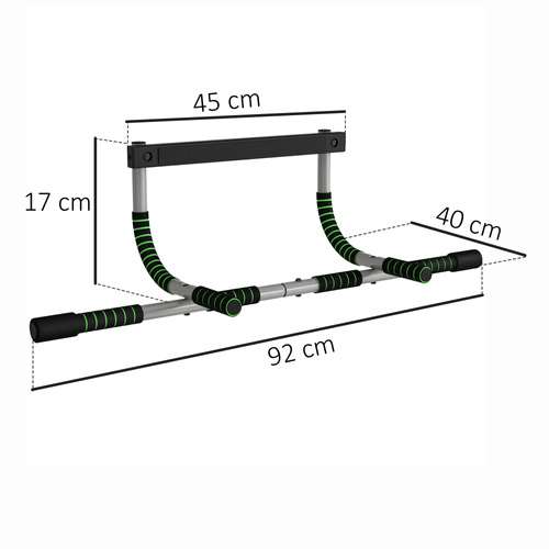 HOMCOM Doorway Pull up Bar, Door Frame Chin up Bar Push up Bar for Home Gym Upper Body Workout, No Drilling or Screws, Green