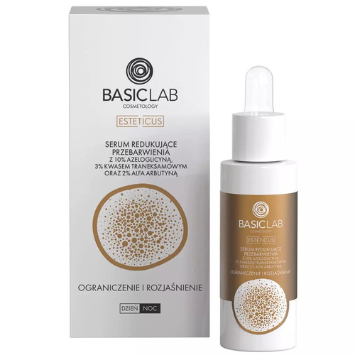 BasicLab Cosmetology Serum Redukujące Przebarwienia Ograniczenie i Rozjaśnienie na Dzień i na Noc 30ml Best Before 31.03.26