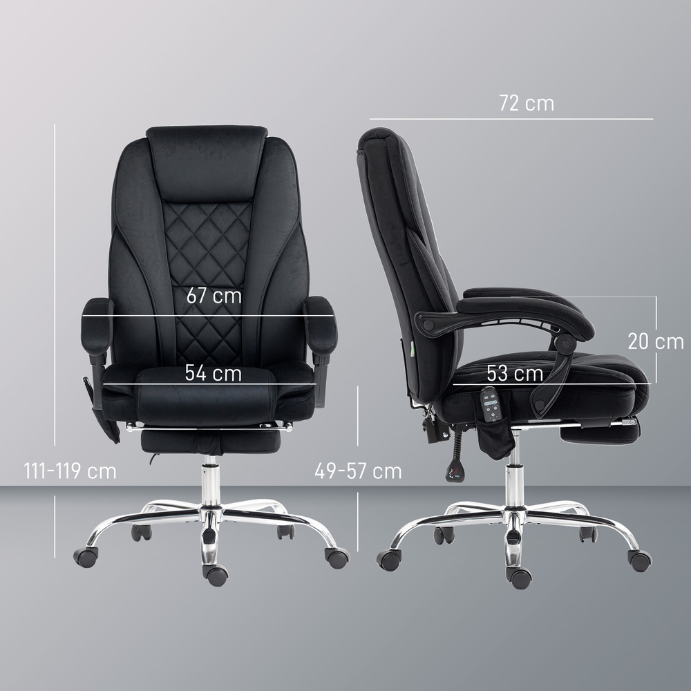 Vinsetto Massage Office Chair, Heated Reclining Computer Chair with Adjustable Height and Footrest, Black