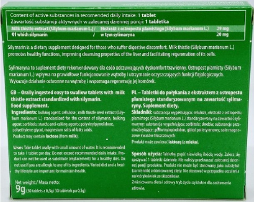 Polski Lek S.A. Sylimarin 30 Tablets