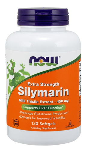 Now Foods Milk Thistle Extract 450mg Extra Strength Ostropest Plamisty 120 Kapsułek