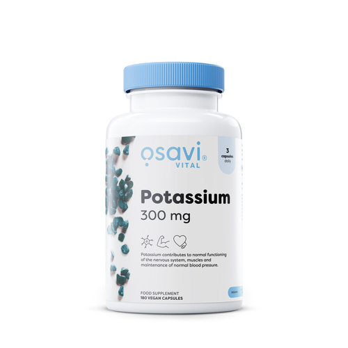 Osavi Potassium 300mg for Normal Blood Pressure and Muscle Function 180 Vegan Caps