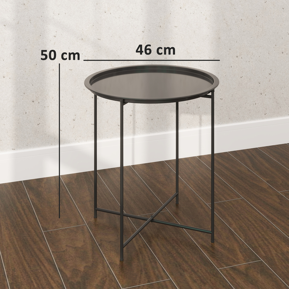 Outsunny Steel Removable Tray Top Garden Table - Black