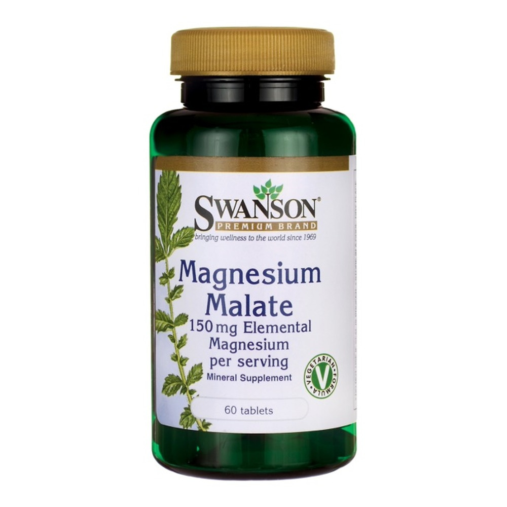 Swanson Magnesium Malate 150mg Elemental Magnesium Jabłczan Magnezu 60 Tabletek