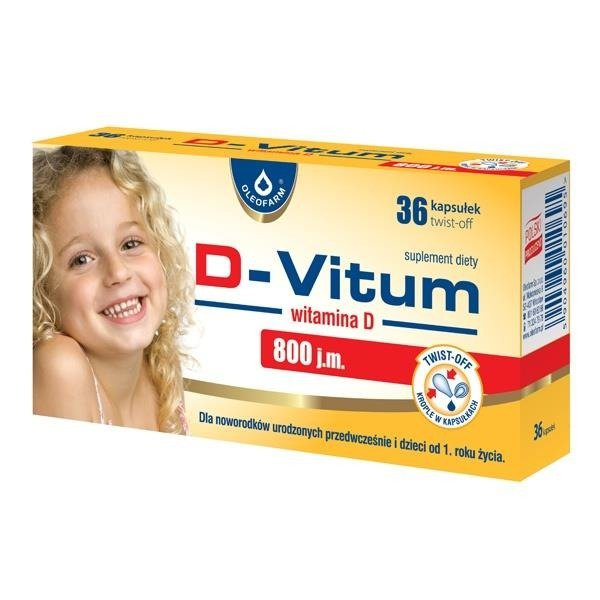 D - Vitum dla niemowląt 800j.m 36 kapsułek twist - off
