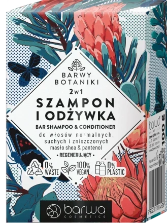 Barwa Barwy Botaniki 2w1 Regenerujący Szampon i Odżywka dla Włosów Normalnych Suchych i Zniszczonych w Kostce 100g