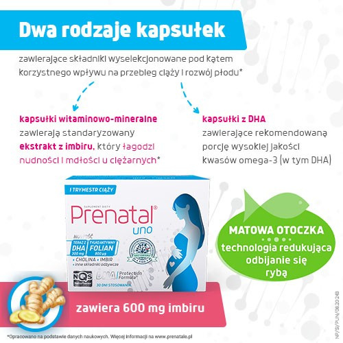 Prenatal Uno + DHA I Trymestr Ciąży 30 + 30 Kapsułek