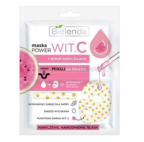 Bielenda Power Vit.C Maska w płacie + Serum nawilżające Arbuz 22ml