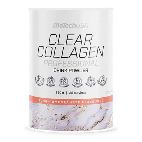 BioTechUSA Clear Collagen Professional Kolagen w Proszku o Smaku Różano-Granatowym na Skórę Włosy i Paznokcie 350g