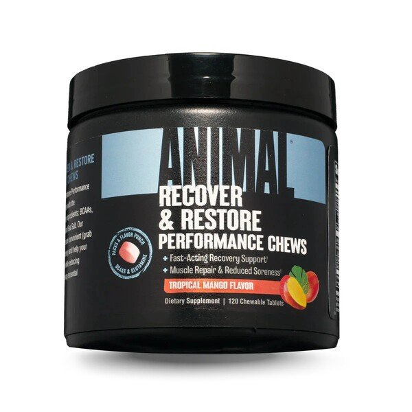 Animal Recover & Restore Chews na Regenerację i Odbudowę Mięśni Tropikalne Mango 120 Tabletek do Żucia