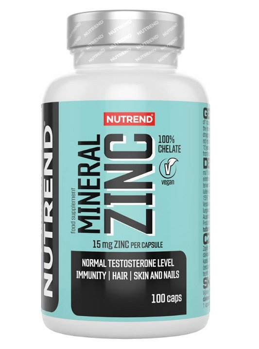 Nutrend Mineral Zinc 100% Chelate 15mg for Immune Support and Healthy Hair Skin and Nails 100 Vcaps
