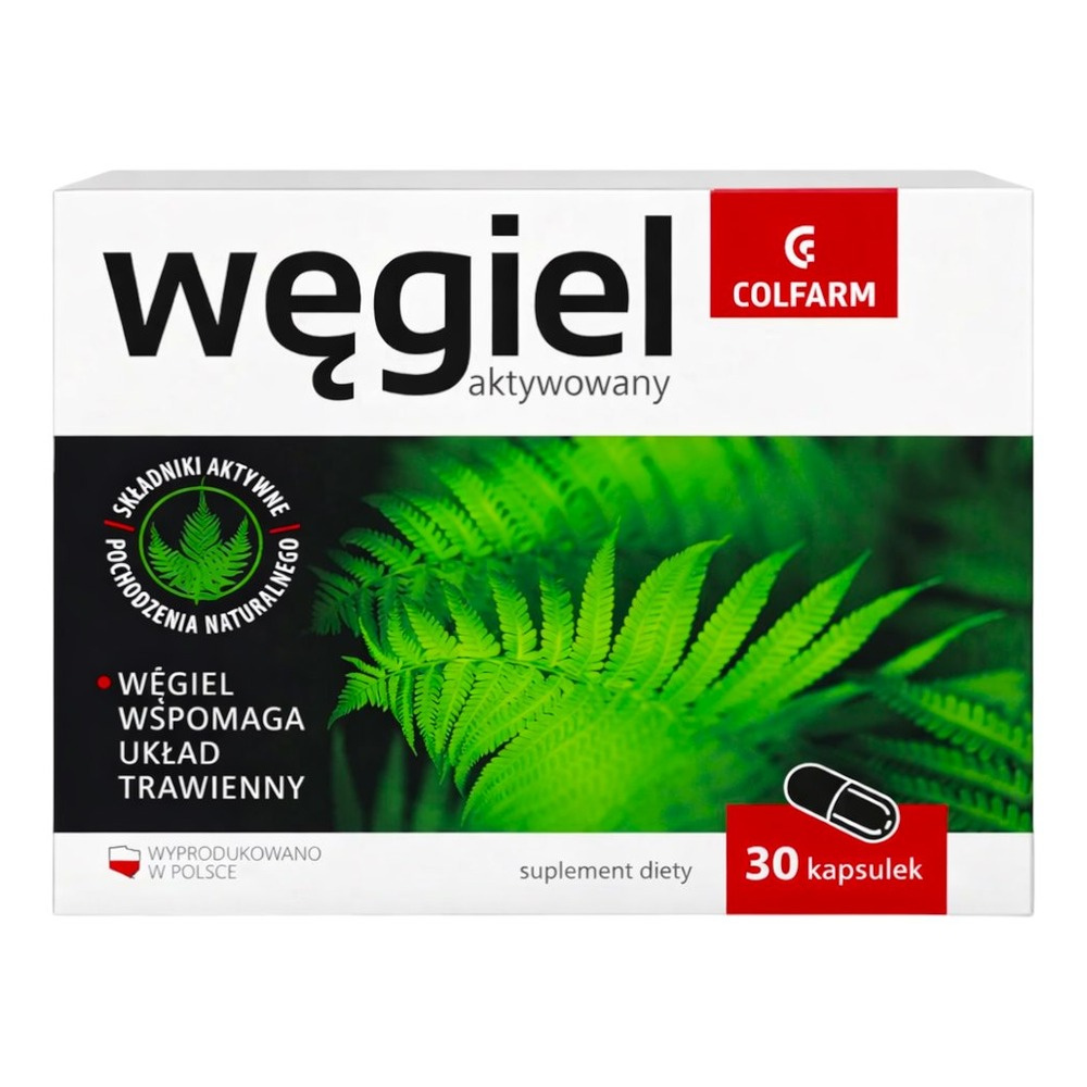 Colfarm Węgiel Aktywny na Biegunkę 30 Kapsułek