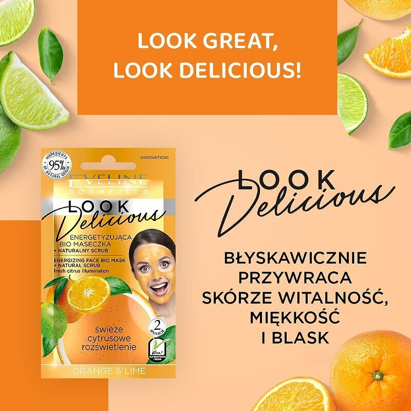 Eveline Look Delicious Energizing Bio Mask Natural Peeling with Orange and Lime 10ml